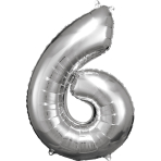 Folienballon Large 6 Silber 86cm