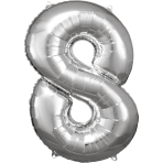Folienballon Large 8 Silber 86cm