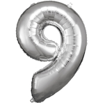 Folienballon Large 9 Silber 86cm