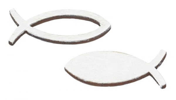 Streudeko Fisch aus Holz Weiß