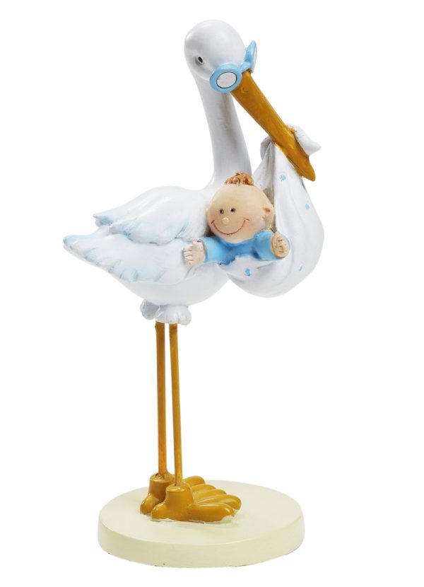 Storch mit Baby Boy Blau 11cm