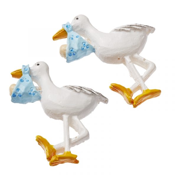 3x Storch Baby Boy Hellblau 4cm