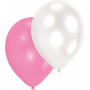 10 Latexballons Perlmutt weiß, rosa, lila 27,5cm/11"