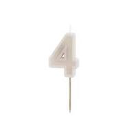 Geburtstagskerze Zahl 4 ,beige, 6 cm