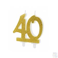 Zahlenkerze 40 gold glitzer - 8 cm