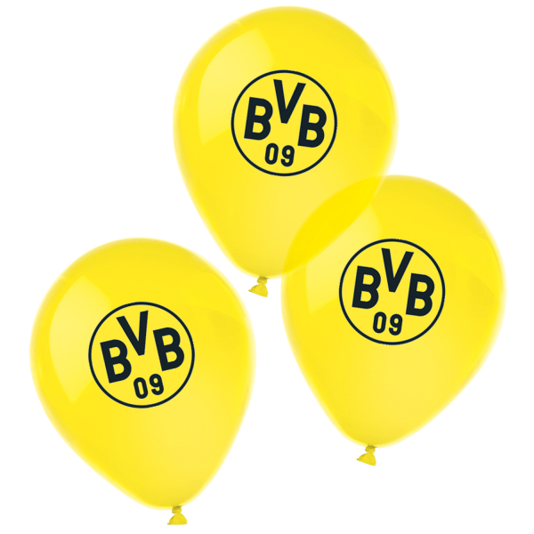 6 Latexballons BVB Dortmund 4-farbig 27,5 cm / 11"