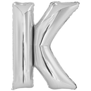 4022823-9909560-2-3-600 Folienballon SuperShape Buchstabe K Silber, 66cm x 83cm