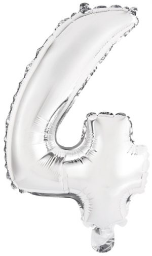 Folienballon Air-Filled "4" silber 35 cm x 23 cm