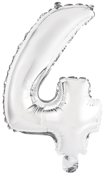 Folienballon Air-Filled "4" silber 35 cm x 23 cm