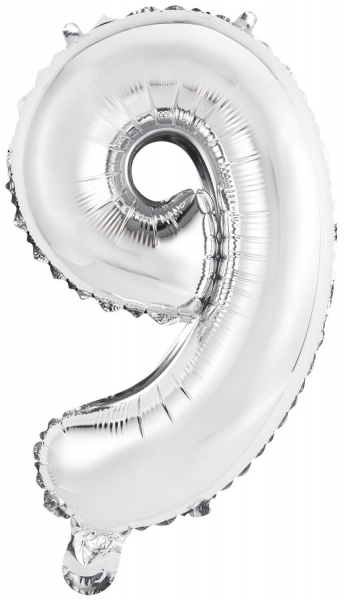 4023045-9909677-2-3-600 Folienballon Air-Filled "9" silber