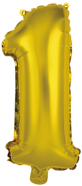 Mini Zahl 1 Gold Folienballon