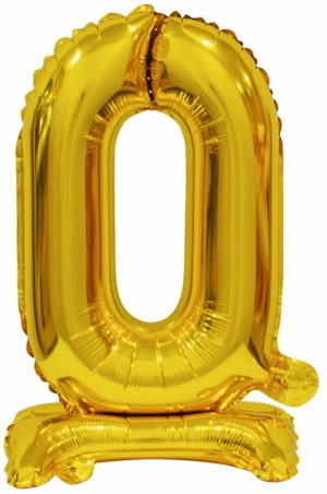 Mini Zahl 0 mit Standfuß Gold Folienballon
