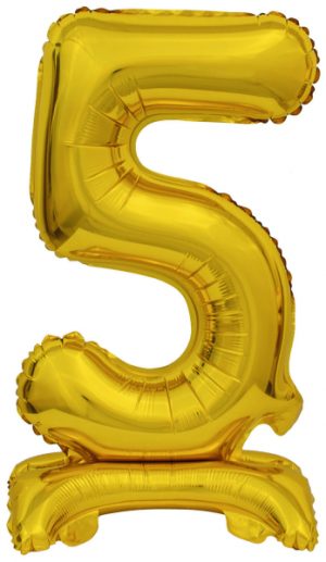 Mini Zahl 5 mit Standfuß Gold Folienballon