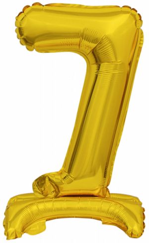 Mini Zahl 7 mit Standfuß Gold Folienballon