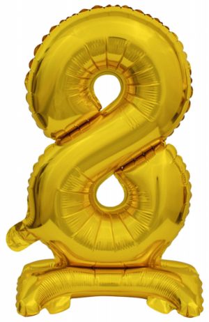 Mini Zahl 8 mit Standfuß Gold Folienballon