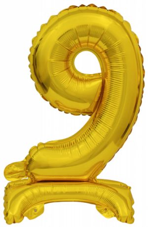 Mini Zahl 9 mit Standfuß Gold Folienballon