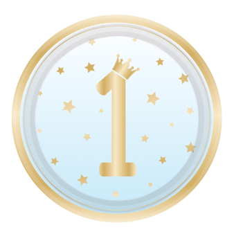 8 Teller 1st Birthday Blue Ombre rund Papier 23 cm