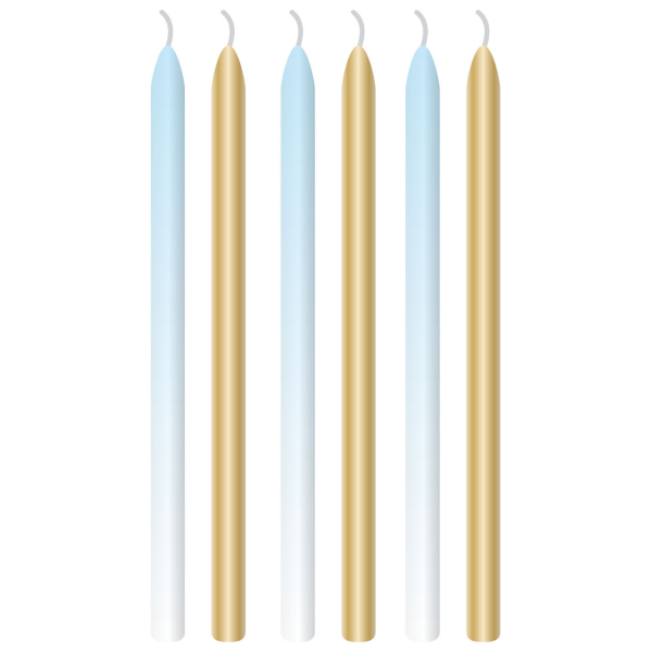 6 Kerzen Blue Ombre Wachs