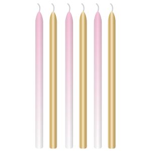 6 Kerzen  Pink Ombre Wachs / Plastik Höhe 12 cm