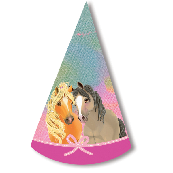 8 Pretty Pony Partyhütchen Papier Höhe 16 cm