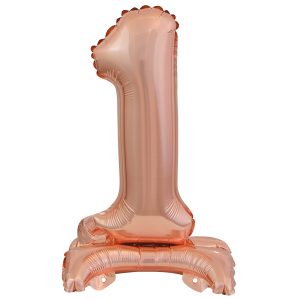 Mini Zahl 1 mit Standfuß Roségold Folienballon