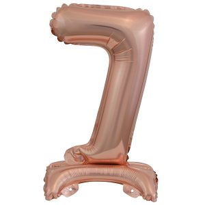 Mini Zahl 7 mit Standfuß Roségold Folienballon