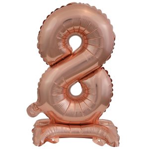 Mini Zahl 8 mit Standfuß Roségold Folienballon