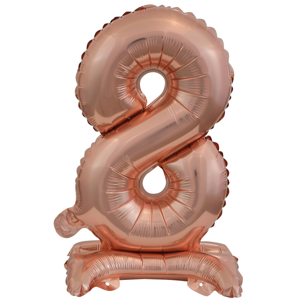 Mini Zahl 8 mit Standfuß Roségold Folienballon