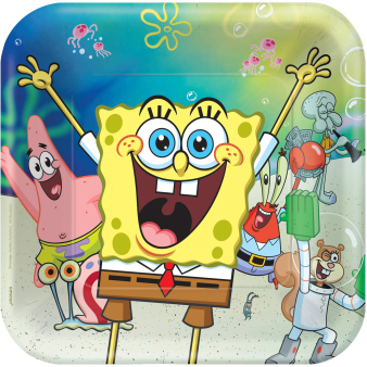 8 Teller SpongeBob quadratisch Papier 23 x 23 cm