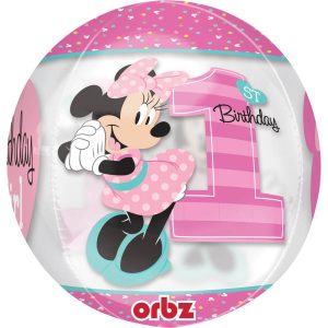 Orbz "Minnie - 1st Birthday" Folienballon Clear