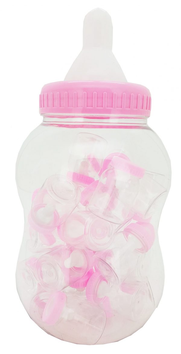 Babyflaschen in Babyspardose in Rosa