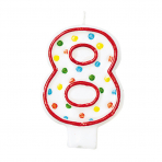 Zahlenkerze 8 Polka Dots - 7,6 cm