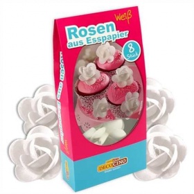 Dekoback Rosen aus Esspapier Weiß 8Stück