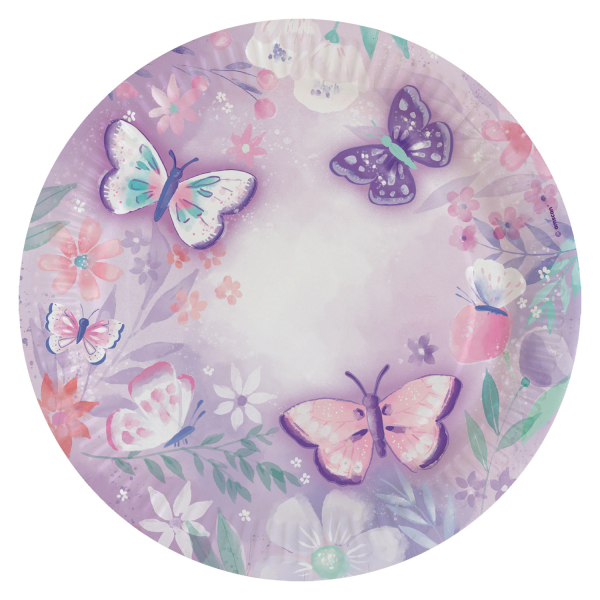 8 Teller Schmetterling rund Papier 23 cm