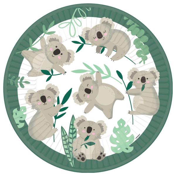 8 Teller Koala rund Papier 23 cm