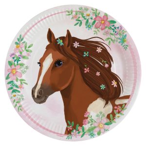 8 Teller Beautiful Horses rund Papier 23 cm