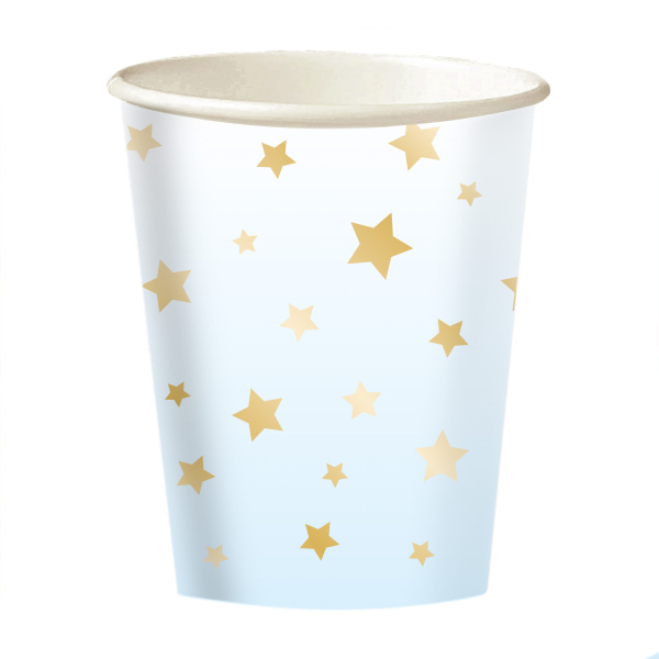 8 Becher 1st Birthday Blue Ombre Papier 250 ml