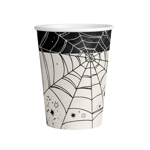 8 Becher Spiderweb Papier 250ml