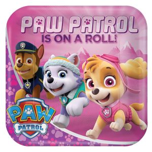8 Teller Pink Paw Patrol quadratisch Papier