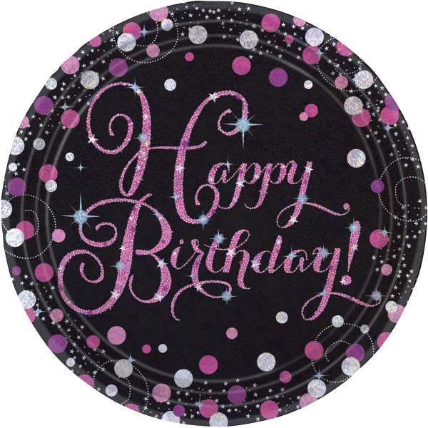 8 Teller Sparkling Celebrations Pink Happy Birthday