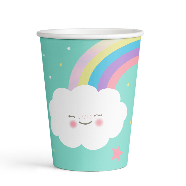 8 Becher Rainbow & Cloud Papier 250 ml