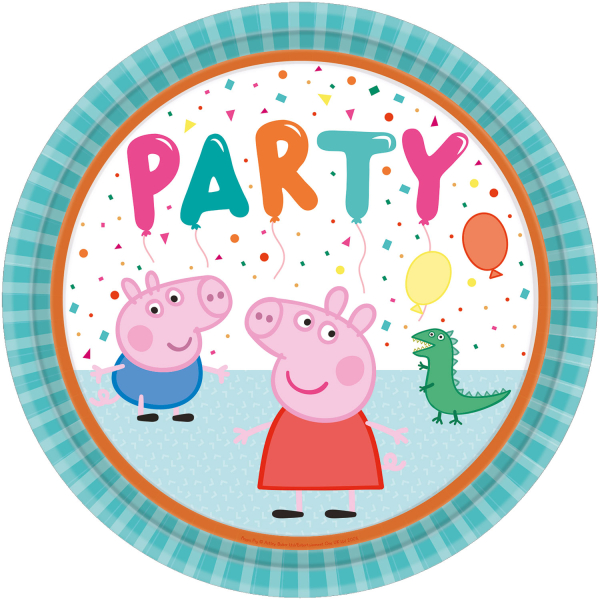 8 Teller Peppa Pig rund Papier 23 cm