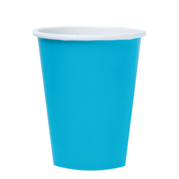 8 Becher azurblau Papier
