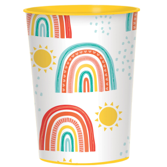 8 Becher Retro Rainbow Papier 250 ml