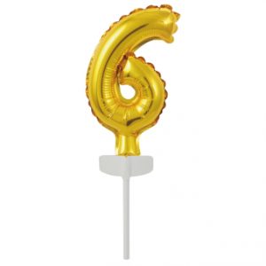 Micro Size Zahl 6 Gold Folienballon