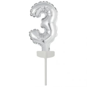 Micro Size Zahl 3 Silber Folienballon