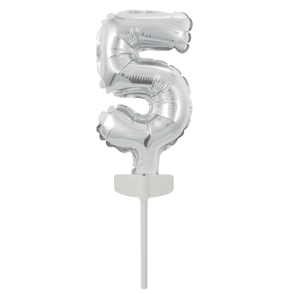 Micro Size Zahl 5 Silber Folienballon