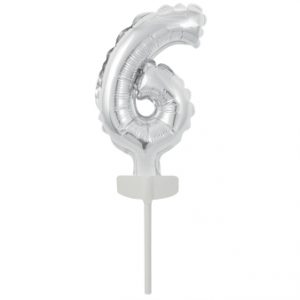 Micro Size Zahl 6 Silber Folienballon