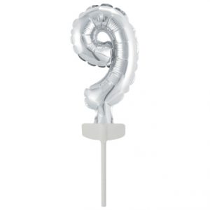 Micro Size Zahl 9 Silber Folienballon