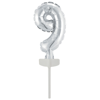 Micro Size Zahl 9 Silber Folienballon